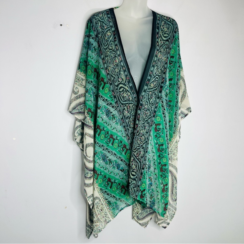 Daniel Rainn Size O/S Green Sheer Swim Cover Kimono Wrap FF3
